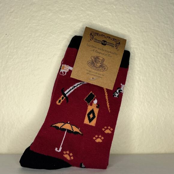 OwlCrate A Tempest of Tea Tea Time Socks - October 2024 "Bleed You Dry" - Picture 6 of 6